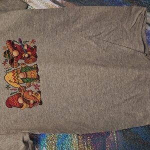 Gray T-Shirt with Colorful Graphic